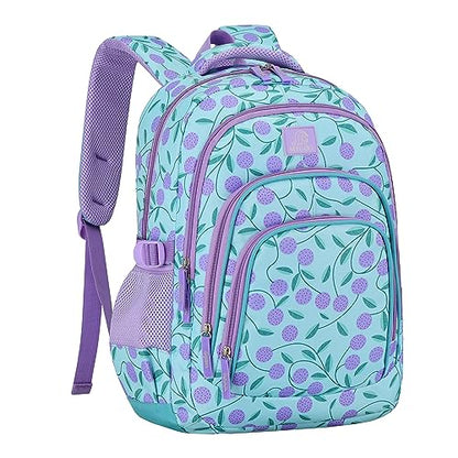 MYGOO Girls School Backpack Archibald Berry Purple Bookbag for Elementary Middle School Ages 5-12, 17 inch Large Capacity 24L Kids Student Travel Bags - color: Archibald Berry Purple