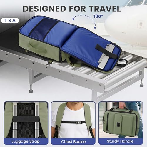 MATEIN 18x14x8 Personal Item Backpack Underseat Bag for Frontier Airline | TSA Approved, Shoe Compartment, Water Bottle Holder, Water Resistant, Lightweight Travel, Fit 15.6" Laptops, Women Men, Green - color: Green