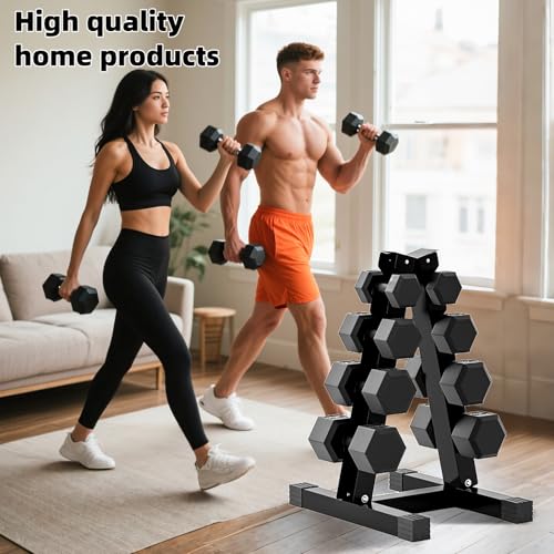 4-Tier Dumbbell Rack Stand, A-Frame Metal Weight Rack with Handle – Space-Saving Strength Training Dumbbell Storage for Home Gym - color: Black 4 Tier