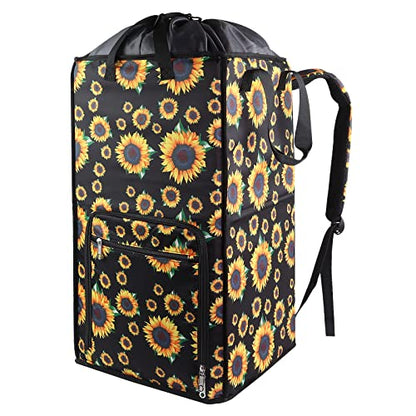 Bukere Laundry Hamper, Extra Large 2 in 1 Laundry Backpack Bag for College Students Dorm Essentials, Adjustable Shoulder Straps, Freestanding Laundry Basket for Apartment, Laundromat, Travel - color: SUNFLOWER