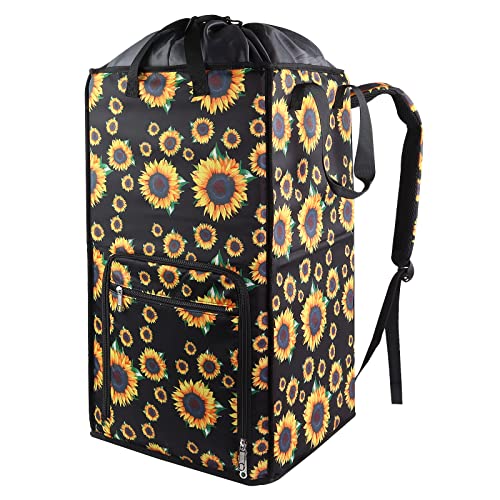Bukere Laundry Hamper, Extra Large 2 in 1 Laundry Backpack Bag for College Students Dorm Essentials, Adjustable Shoulder Straps, Freestanding Laundry Basket for Apartment, Laundromat, Travel - color: SUNFLOWER