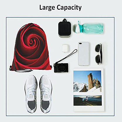 Red Rose Drawstring Bags Backpack Bag Floral Blossom Aroma Romantic Beautiful Elegant Natural Plant Pattern Sport Gym Sack Drawstring Bag String Bag Yoga Bag for Men Women - color: Multi-a31
