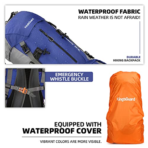 70L Camping Hiking Backpack with Rain Cover Waterproof Backpacking Backpack for Hiking Treeking Climbing Outdoor - color: Deepblue