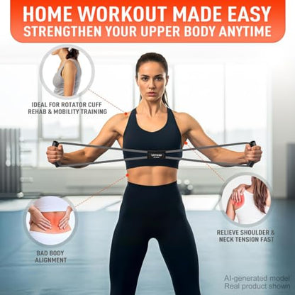 Figure 8 Resistance Bands for Arm, Back, 3 Level Latex Heavy Exercise Bands with Handles for Strength Training, Full Body Workout, Physical Therapy, Pilates, Yoga, Home Gym Equipment for Women - style: Grey-1