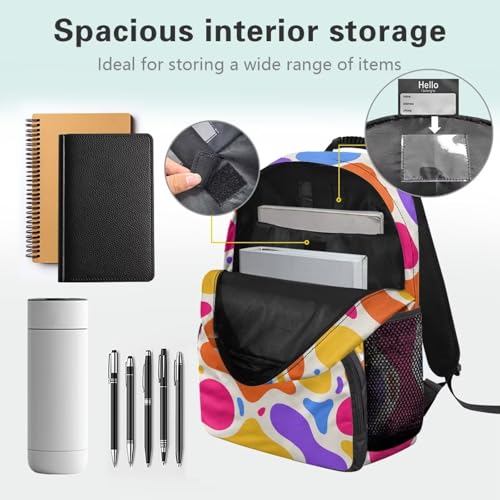 All Over Print Backpack for Women & Men - Abstract Colorful Spot Print 17 In Lightweight Laptop Backpack, Water Resistant College School Bookbag with Side Pockets, Trendy Travel Rucksack - color: Abstract Colorful Spot Print