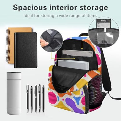 All Over Print Backpack for Women & Men - Abstract Colorful Spot Print 17 In Lightweight Laptop Backpack, Water Resistant College School Bookbag with Side Pockets, Trendy Travel Rucksack - color: Abstract Colorful Spot Print
