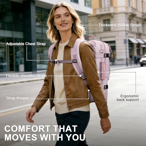 PIJUSHI Carry on Travel Backpack for Women Convertible Duffel Bag Backpack Large Luggage Rucksack Fit 16 Inch Laptop(PE039 Light Purple) - color: Light Purple