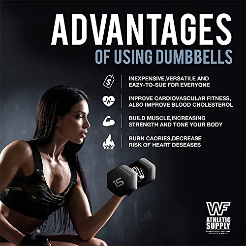 WF Athletic Supply Black Neoprene Dumbbell Set, Non-Slip & Hex Shape, Great for Muscle Toning, Strength Building & Weight Loss; Sizes, Dumbbells Only & w/Rack Options Available - color: j. 32 LB Dumbbells with Rack
