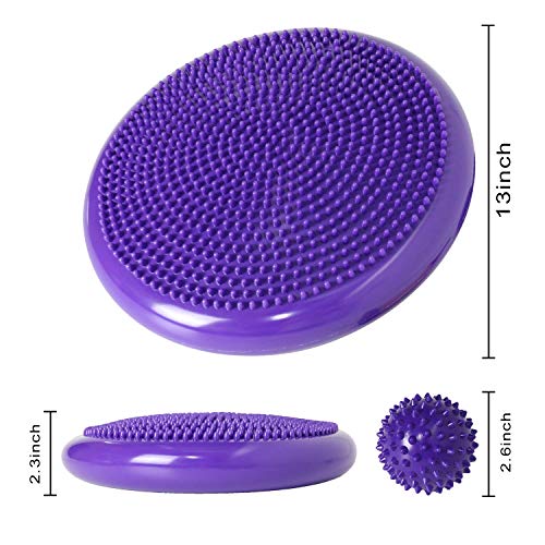 Wobble Cushion, Balance Disc, Wiggle Seat, Balance Pads for Physical Therapy, Stability Disc, Wobble Board for Dogs, Office, Sensory Kids, Classroom with Spiky Massage Ball - color: Purple