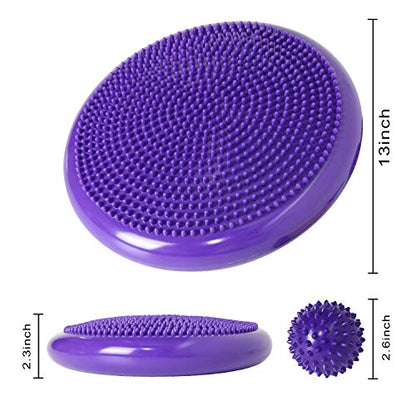 Wobble Cushion, Balance Disc, Wiggle Seat, Balance Pads for Physical Therapy, Stability Disc, Wobble Board for Dogs, Office, Sensory Kids, Classroom with Spiky Massage Ball - color: Purple