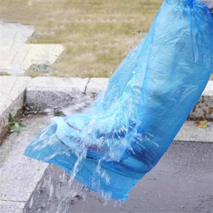5 Pairs Disposable Rain Boots Shoe Covers Waterproof Portable Elastic Band for Adults Outdoor Travel Hiking Emergency - color: Blue