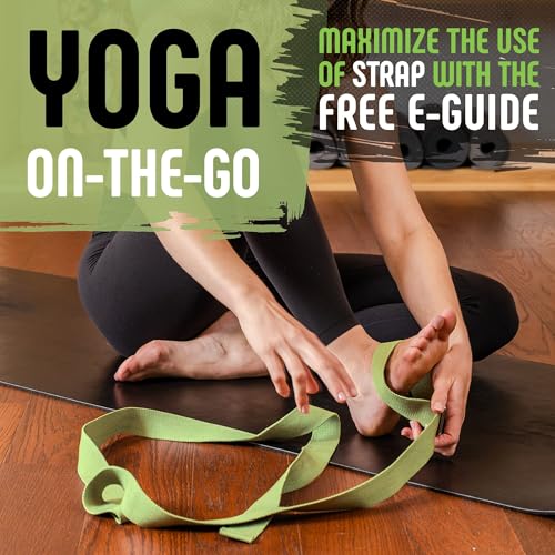 Gradient Fitness Yoga Strap, Friction-Less Easy-Feed Buckle, Super Soft Cotton/Polyester Blend Webbing, Free eGuide. (8 Feet) - color: Green