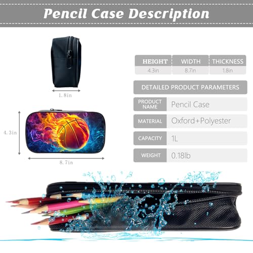 Basketball Backpack Kids Sports Bookbag 16inch Schoolbag With Lunch Box Bag And Pencil Case Set For Boys Girls - color: Basketball