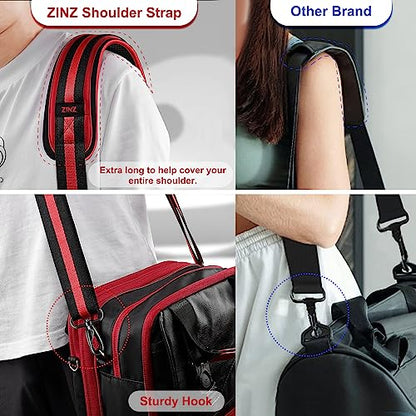 ZINMARK Shoulder Strap 59 inch, Extra-Thick Fixed Cushion Pad and Dual Clasps Universal Replacement Strap for Bags, Camera, Crossbody，Lawn mower -Black Red Black Stripe - color: Black Red Black Stripe
