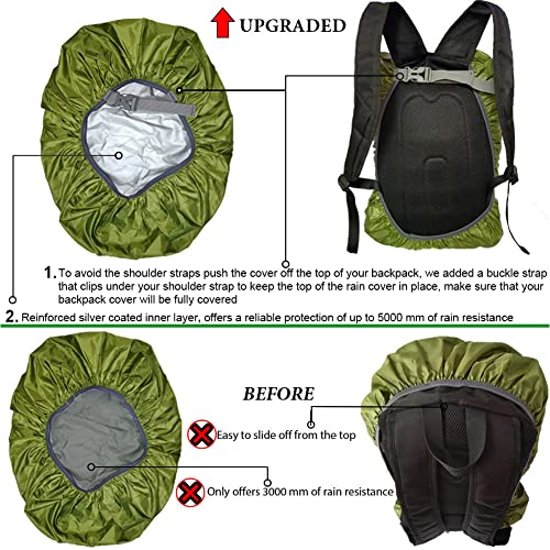 Waterproof Backpack Rain Cover with Anti Slip Buckle Strap for Camping, Hiking, Traveling, Hunting, Biking, 15-80L - color: Green, size: 60L - 70L