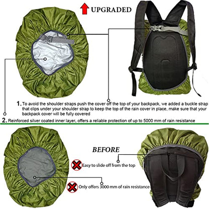 Waterproof Backpack Rain Cover with Anti Slip Buckle Strap for Camping, Hiking, Traveling, Hunting, Biking, 15-80L - color: Green, size: 60L - 70L