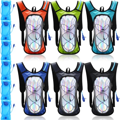 Chunful 6 Pack Running Hydration Backpack Lightweight Water Backpack Essential for Festivals Rave Hydration Pack with 2L Hiking Water Bladder for Adult Running Cycling Climbing Hiking