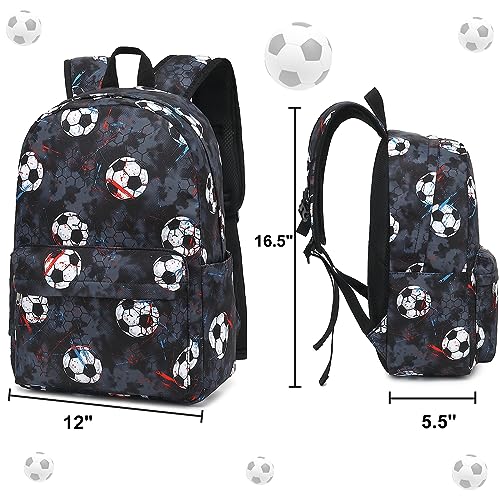 CAMTOP Preschool Backpack for Kids Boys Soccer Backpack Toddler Kindergarten School Bookbags for Age 3-8 - color: Soccer Black