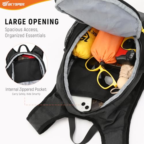 SKYSPER 15L/20L Foldable Hiking Backpack Lightweight Packable Travel Daypack with Chest Strap Small Folding Pack for Walking - color: Black, size: 15l