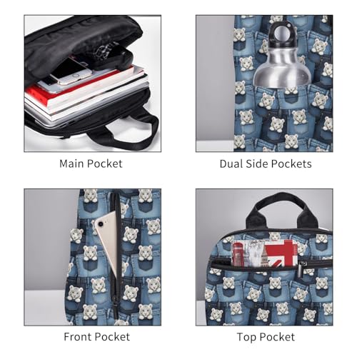 Expandable Outdoor Daypack White Tiger, Flexible Capacity Hiking Rucksack for Wilderness Travel Field Activities Men Women - color: Picture (825)