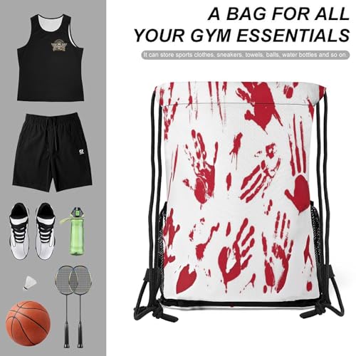 Hand Skull Drawstring Backpack Gym Bag With Shoe Compartment String Bag Sport Beach Swimming Sackpack For Women Men - color: Hand Skull