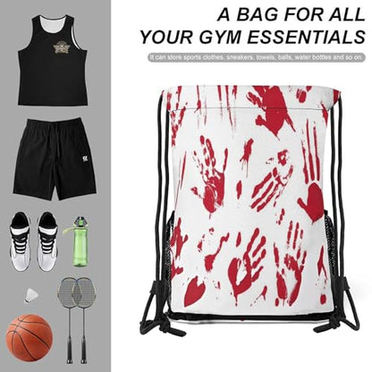 Hand Skull Drawstring Backpack Gym Bag With Shoe Compartment String Bag Sport Beach Swimming Sackpack For Women Men - color: Hand Skull