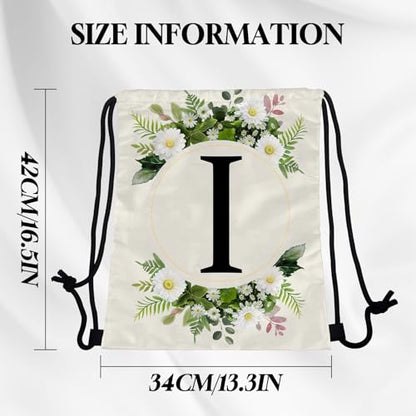 Initial Letter Drawstring Backpack String Sports Gym Bags Waterproof Sackpack Cute for Men Women Beach (13"×17") (Letter-I) - color: Letter-i