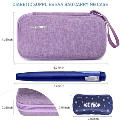 suzamed Insulin Cooler Travel Case,EVA Insulation Travel Medicine Kit with 2 Ice Packs for Diabetes Care,Insulin Pen and Other Diabetic Supplies (Purple) - color: Purple