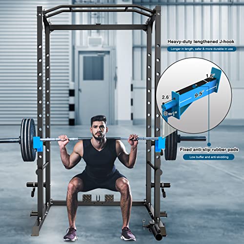 ULTRA FUEGO Power Cage, Multi-Functional Power Rack with J-Hooks, Dip Handles, Landmine Attachment and Optional Cable Pulley System for Home Gym - size: Power Cage Only