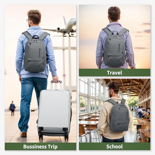 DTGN Travel Laptop Backpack, Carry On Backpack, TSA-Approved Water-Resistant Rucksack Nylon for Work Men Women Fits 16 Inch Notebook, Grey - color: Grey