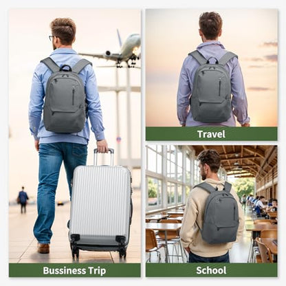 DTGN Travel Laptop Backpack, Carry On Backpack, TSA-Approved Water-Resistant Rucksack Nylon for Work Men Women Fits 16 Inch Notebook, Grey - color: Grey