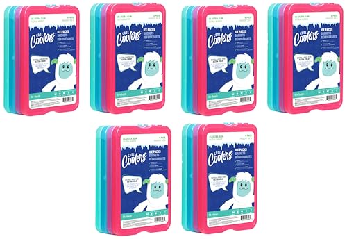 Cool Coolers by Fit & Fresh 4 Pack XL Slim Ice Packs, Quick Freeze Space Saving Reusable Ice Packs for Lunch Boxes or Coolers - color: Multi 8 PK