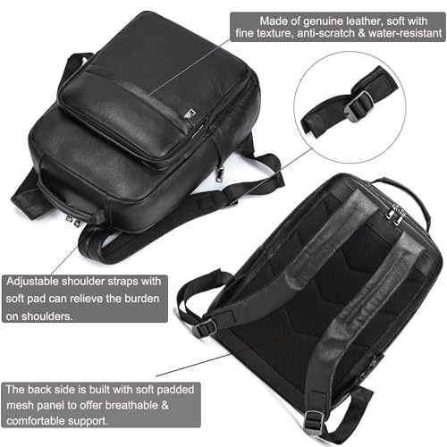 LUUFAN Genuine Leather Shoulder Bag Men Women Casual Backpack Slim Daypack Laptop Rucksack Business Travel Outdoor Bag - color: Style A-8019h
