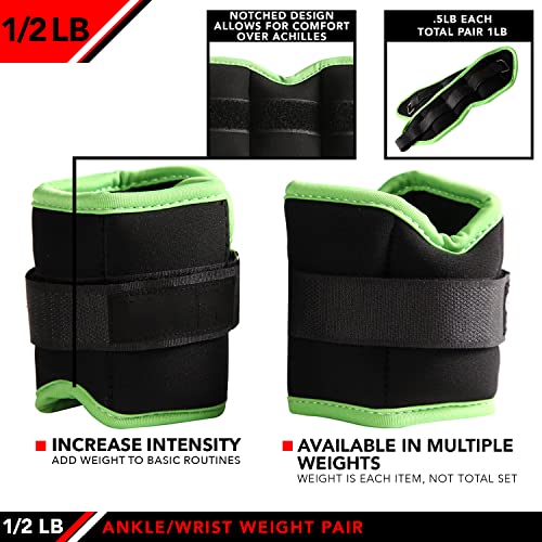 JFIT Ankle Weights - Ankle Weight Pair 10 Weight and Bundle Options - 0.5 to 8 lbs. Each (Set of 2) Adjustable Straps – Comfortable, Breathable, Moisture Absorbent Weight Straps for Men and Women - size: 0.5 lb Pair