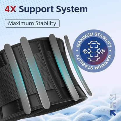 FEATOL Back Brace for Men Lower Back, Lumbar Support Belt- Back Pain, Adjustable Support Straps with Removable Lumbar Pad for Heavy Lifting Work, Black, Plus Size XXL - size: 2X-Large (Pack of 1)