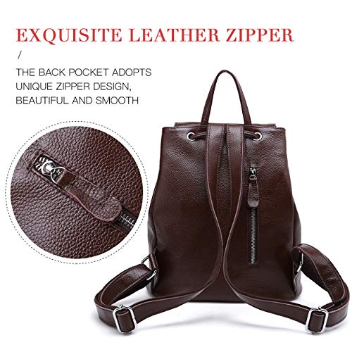 BOYATU Women’s Full-Grain Leather Backpack Purse, Minimal Structured Design, Work Commuter & City Travel, Compact Everyday Essentials, Fashion RFID Pocket Bag (Coffee Brown) - color: Coffee Brown