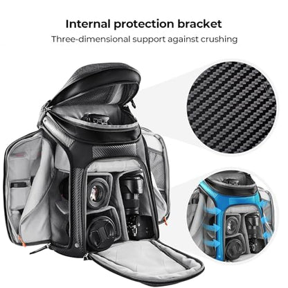 K&F CONCEPT DSLR/SLR Photography Waterproof Camera Bag with 15.6 inch Laptop Compartment Tripod Holder Raincover Camera Backpack - color: 03-black