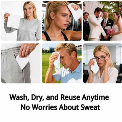 5-Pack Sweat Absorbing Handkerchiefs Quick-Dry Sport Microfiber Pocket-Sized Sweat Hand Towels for Glasses Gym Running Sports Work Travel & Outdoor Activities (White)