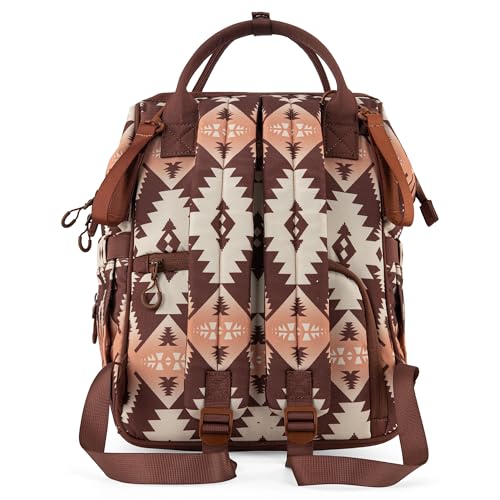 Montana West Wrangler Callie Diaper Bag Backpack with Stroller Straps Multifunction Baby Travel Bag WG2204-9110BR - color: Brown