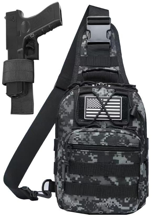 Tactical Sling Backpack Military Crossbody Bag Pack for Mens One Shoulder Holster Sling Bag 10L - color: Small Digital Black