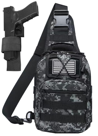 Tactical Sling Backpack Military Crossbody Bag Pack for Mens One Shoulder Holster Sling Bag 10L - color: Small Digital Black