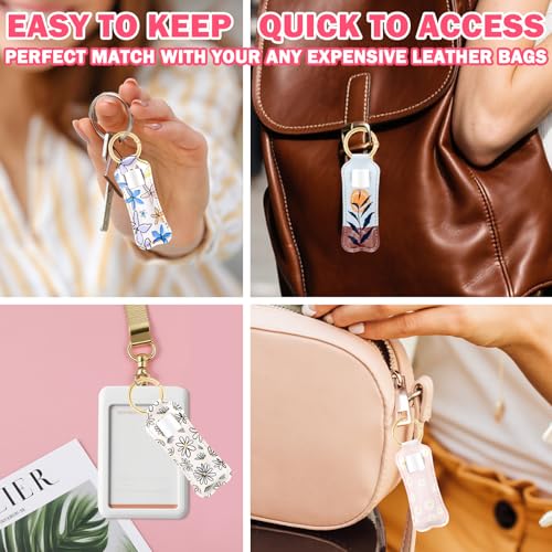 WK IEASON Lip Balm Holder for Chapstick Lipstick Sleeve Keychain,Small Christmas Gifts Stocking Stuffers for Teen Girls Women - color: 5 Pcs Floral Set B