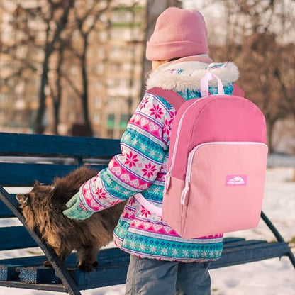 Trail maker 15 Inch Backpack for Girls, Preschool, Elementary & Middle School Students – Spacious Bookbag with Large Front Pocket, Adjustable Straps, Fits up to 13 Inch Laptop (Pink) - color: Pink