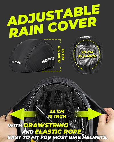 VICTGOAL Bike Helmet Cover with Reflective Stripes Waterproof Windproof Bicycle Helmets Rain Covers for Mountain Road Bike Cycling - color: Black