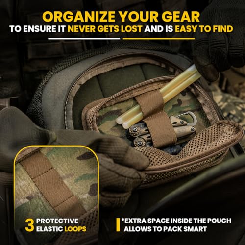 M-Tac Mesh Organizer Pouch with Hook & Loop Backing, EDC Tactical Admin Pouch, Backpack Organizer Insert, Small Gear Utility Bag - color: Multicam