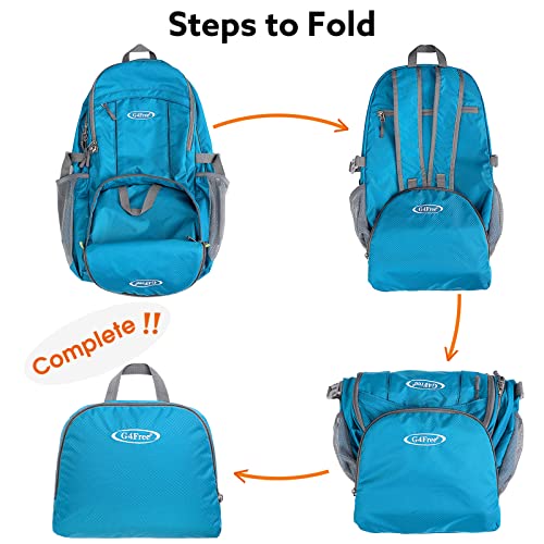 G4Free 40L Lightweight Packable Hiking Backpack, Waterproof Travel Daypack - color: Blue
