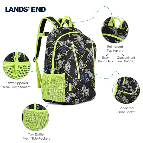 Lands' End Unisex Kids Medium ClassMate Lightweight Durable Elementary School Backpack, Black Highlight - color: Black Highlight