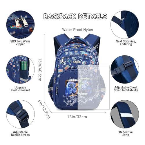 Cusangel Kids school Backpack with lunch bag for Girls,Elementary 6-10years Bookbag nylon large capacity backpack,Daypack - color: Blue 16in 2pcs