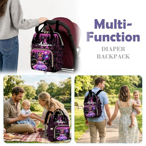 Custom Diaper Bag with Name,Personalized Diaper Bag Backpack &Insulated Water Bottle Mother Gift,Custom Monogram Baby Travel Bag Nursing Diaper Mommy Backpack with Adjustable Shoulder Straps Nappy Bag - color: Design 16