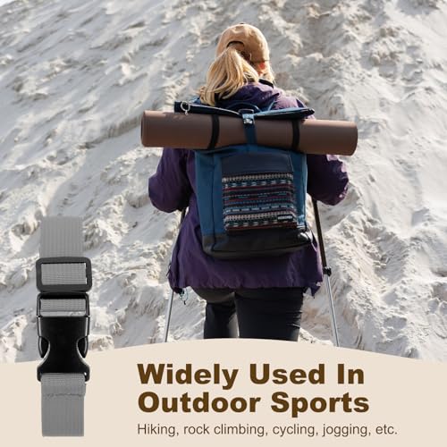 PATIKIL Utility Straps with Quick Release Buckle, (1 Inch x 6 Feet, Gray) (3 Pcs) Adjustable Luggage Polyester Straps Backpack Webbing, Suit for Sleeping Bag/Camping/Hiking - color: Gray, size: 1 Inch x 6 Feet